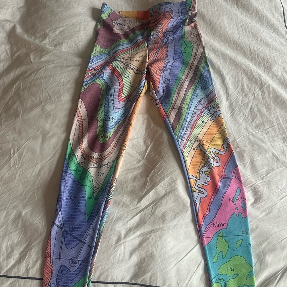 Colorful Map Fun Print Women's Teen Tween size Leggings - petite